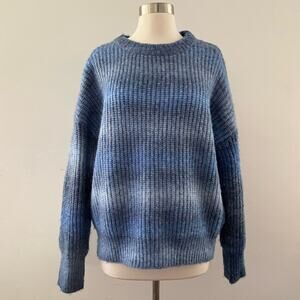 Rachel Zoe Chunky Knit Sweater Pullover Cozy Colorful Ombré Blue Large NWT